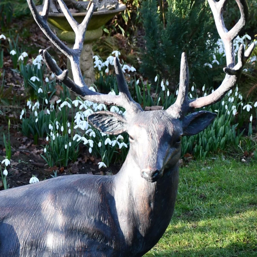 "STATUES & SCULPTURES 84Cm Bronze Stag Deer Classic Garden Statue Outdoor Decor"
