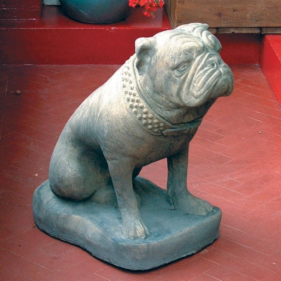 "Heavyweight Bulldog Stone Garden Statue – Outdoor Lawn Sculpture by STATUES & SCULPTURES"