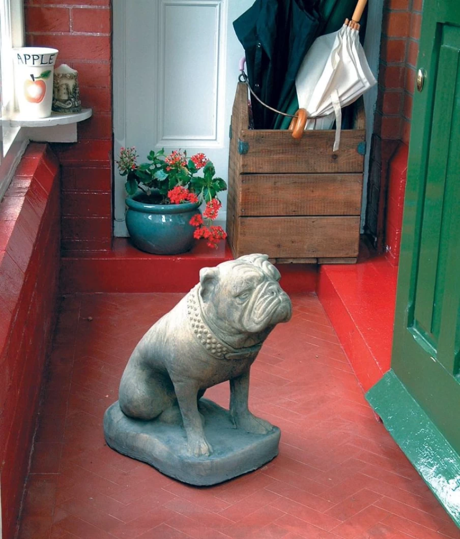 "Heavyweight Bulldog Stone Garden Statue – Outdoor Lawn Sculpture by STATUES & SCULPTURES"