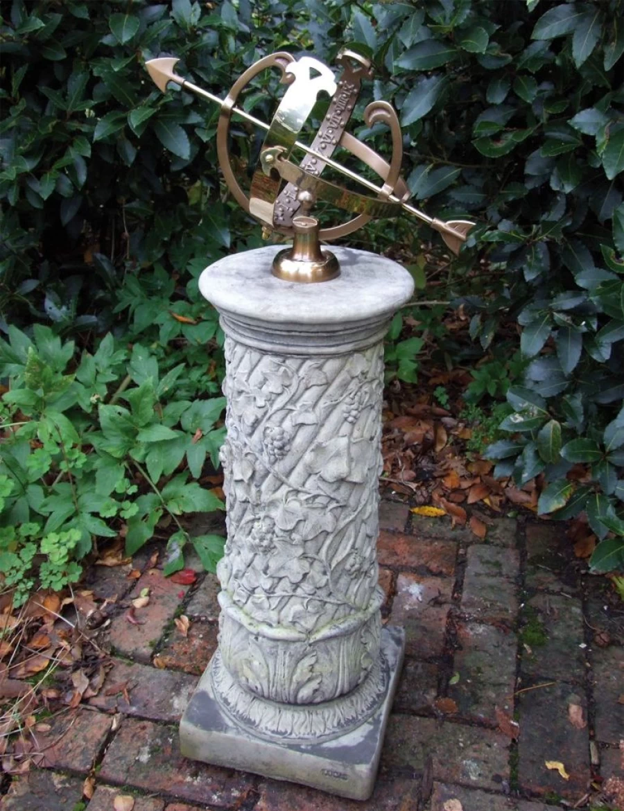 "STATUES & SCULPTURES Vintage Armillary Sphere Stone Sundial for Garden Decor"