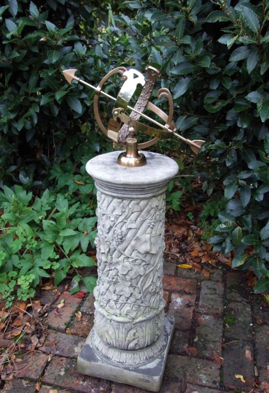 "STATUES & SCULPTURES Vintage Armillary Sphere Stone Sundial for Garden Decor"