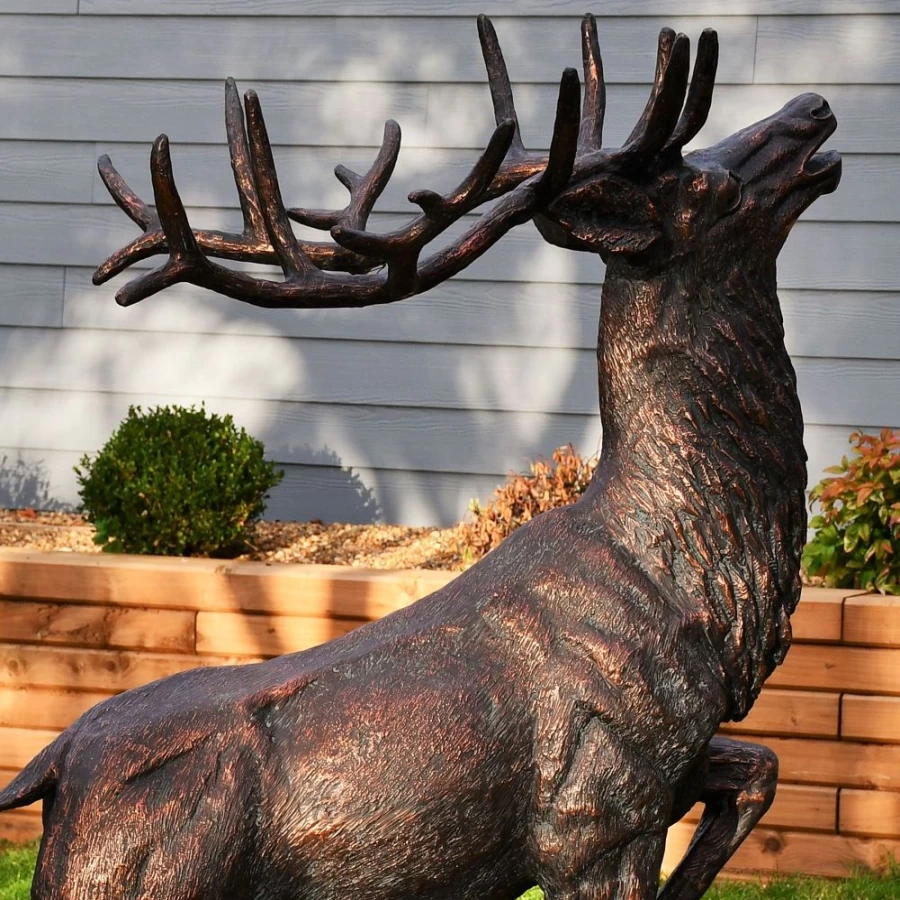 "STATUES & SCULPTURES Royal Deer 168cm Bronze Outdoor Garden Statue – Metal Art Sculpture for Patio and Lawn Decor"