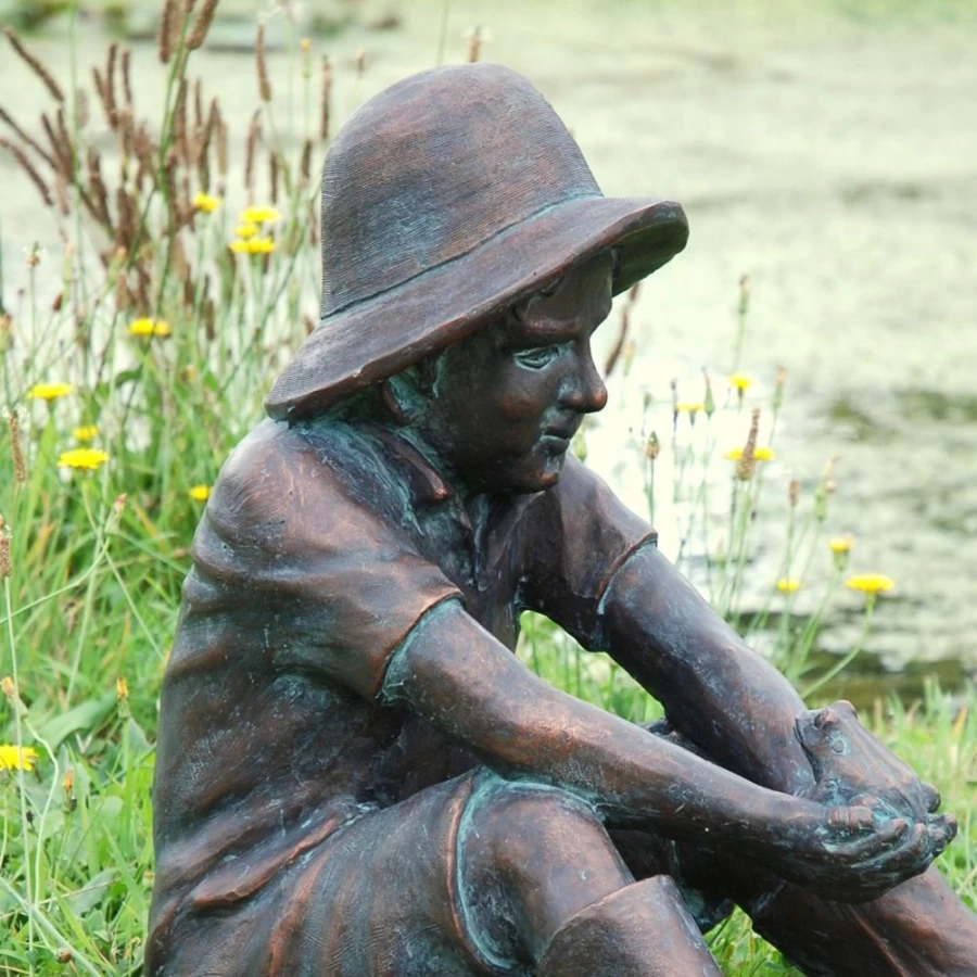 "STATUES & SCULPTURES Farmer Boy Bronze Resin Garden Statue – Outdoor Decorative Sculpture"