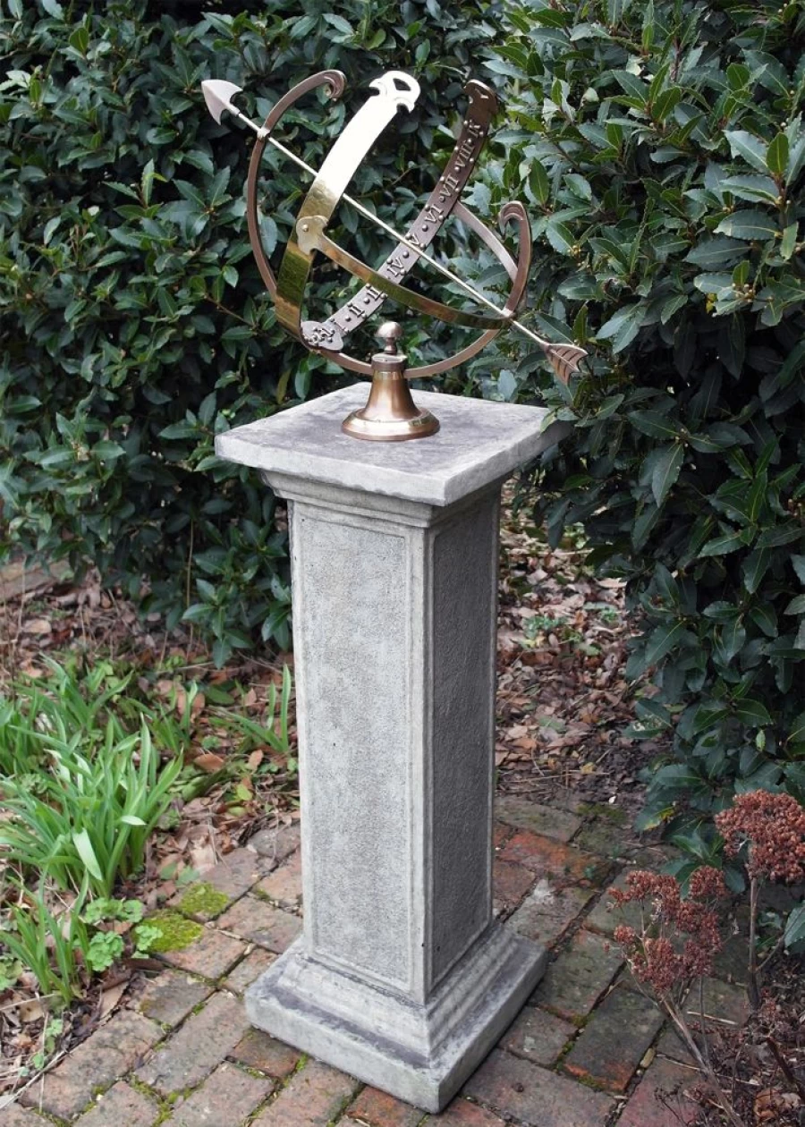 "STATUES & SCULPTURES Athenian Armillary Sundial - Stone Outdoor Garden Decor"