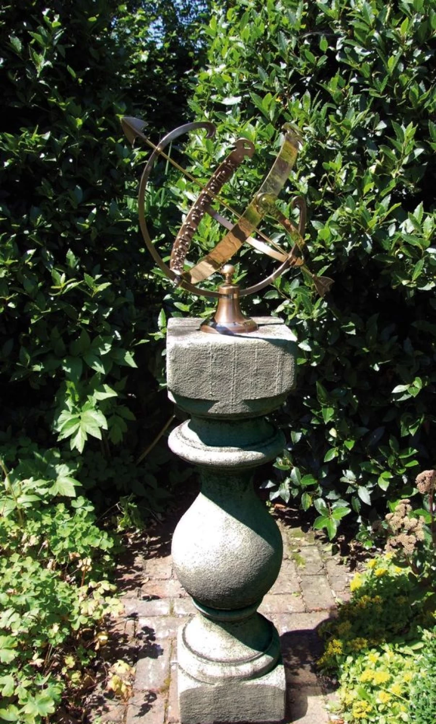 "STATUES & SCULPTURES Grand Baluster Armillary Sundial - Stone Garden Decor for Outdoor Timekeeping"