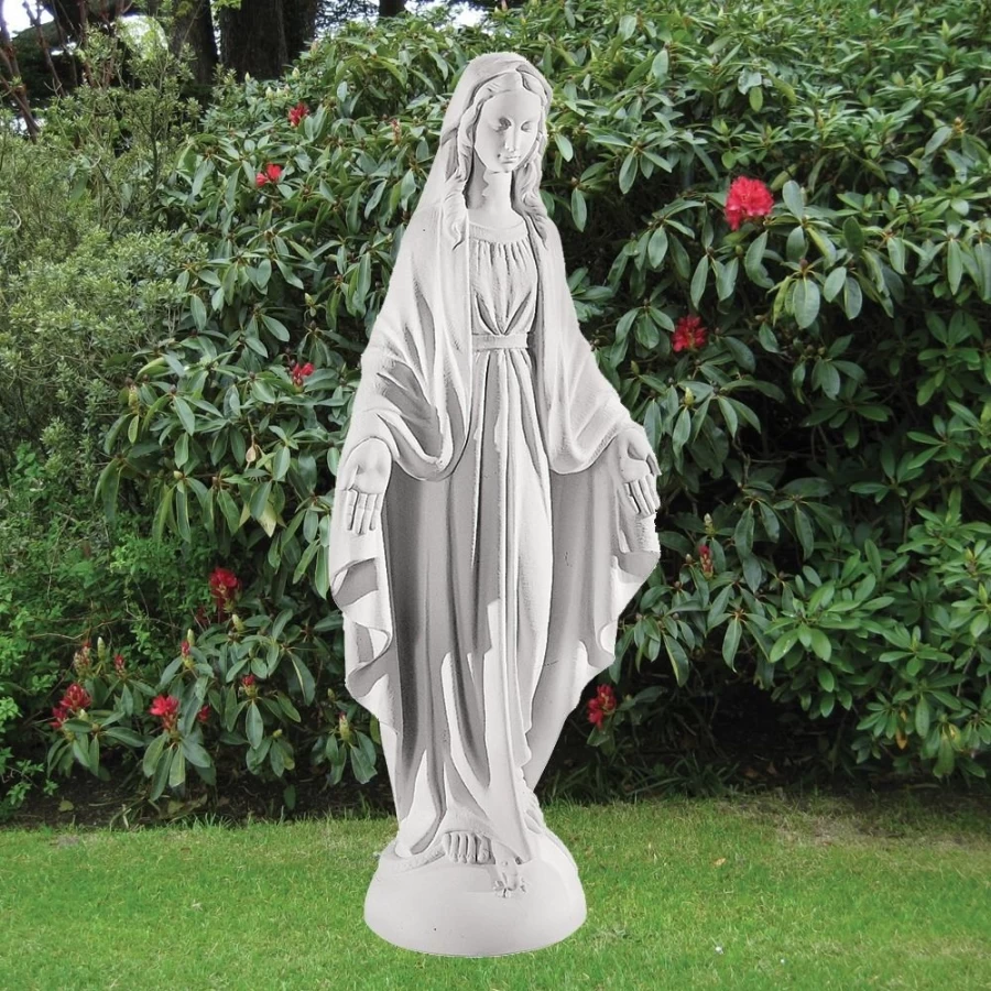 "Virgin Mary 97cm White Marble Resin Outdoor Garden Statue by STATUES & SCULPTURES"