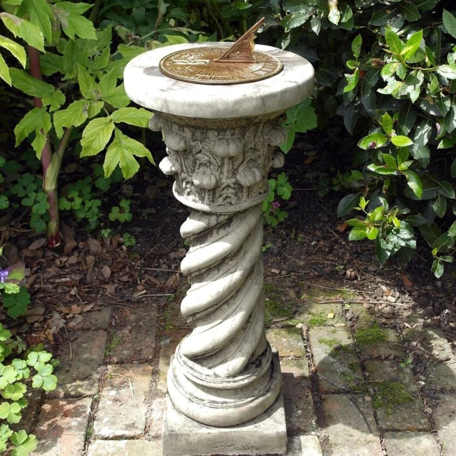 "STATUES & SCULPTURES Roman Aged Brass Sundial - Vintage Garden Stone Sundial for Outdoor Decor"