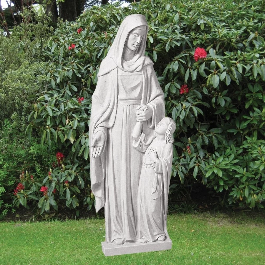 "STATUES & SCULPTURES Saint Anna 110cm Handcrafted Marble Resin Outdoor Garden Statue for Patio Decor"