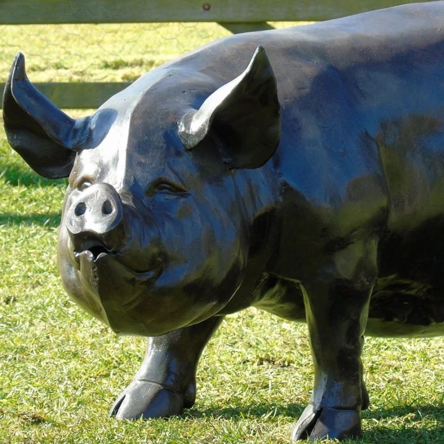 "STATUES & SCULPTURES Wild Boar Bronze Garden Statue - Handcrafted Outdoor Decor"