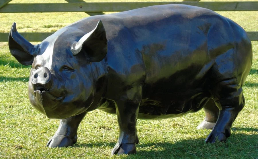 "STATUES & SCULPTURES Wild Boar Bronze Garden Statue - Handcrafted Outdoor Decor"