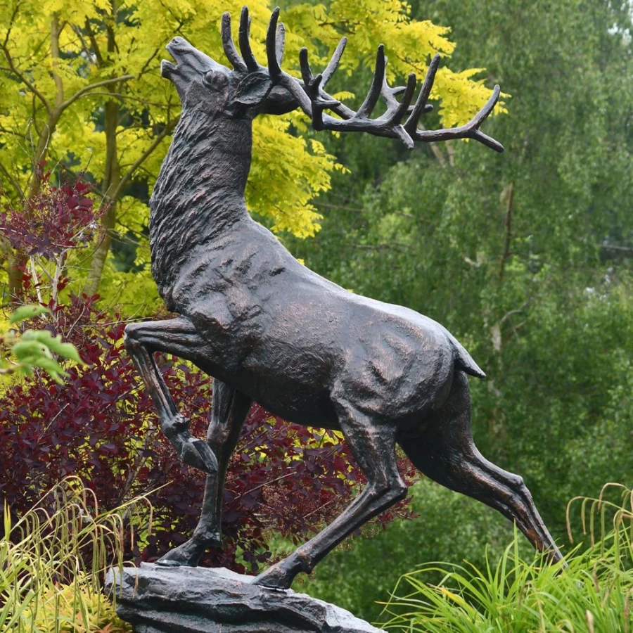 "Bronze Garden Statue Set - Stag, Doe & Fawn Wildlife Sculpture by STATUES & SCULPTURES"