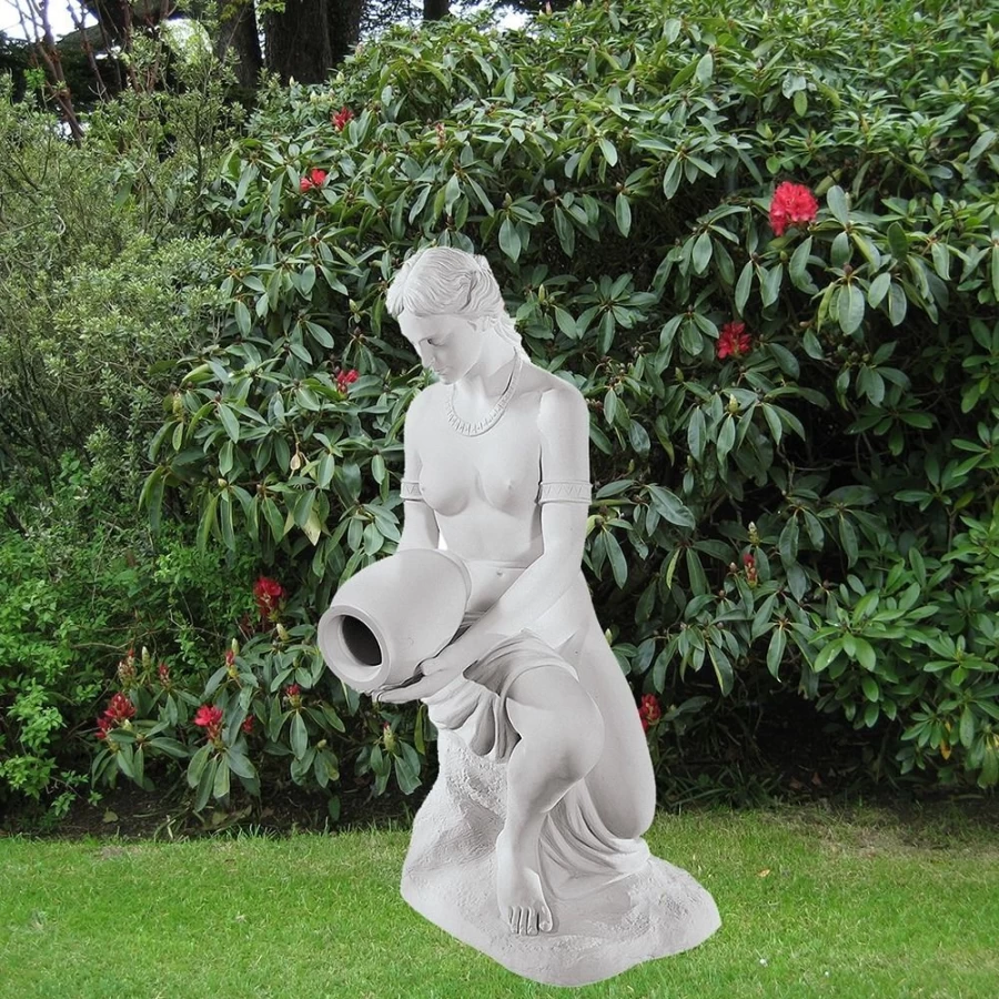 "STATUES & SCULPTURES Water Bearer 61cm Marble Resin Outdoor Garden Statue – Decorative Fountain Figure"