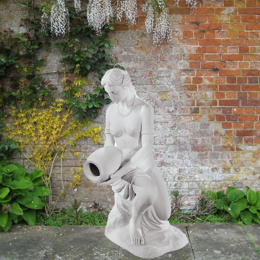 "STATUES & SCULPTURES Water Bearer 61cm Marble Resin Outdoor Garden Statue – Decorative Fountain Figure"