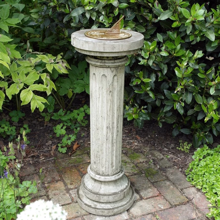 "STATUES & SCULPTURES Brighton Antique Brass Stone Sundial for Garden Decor"
