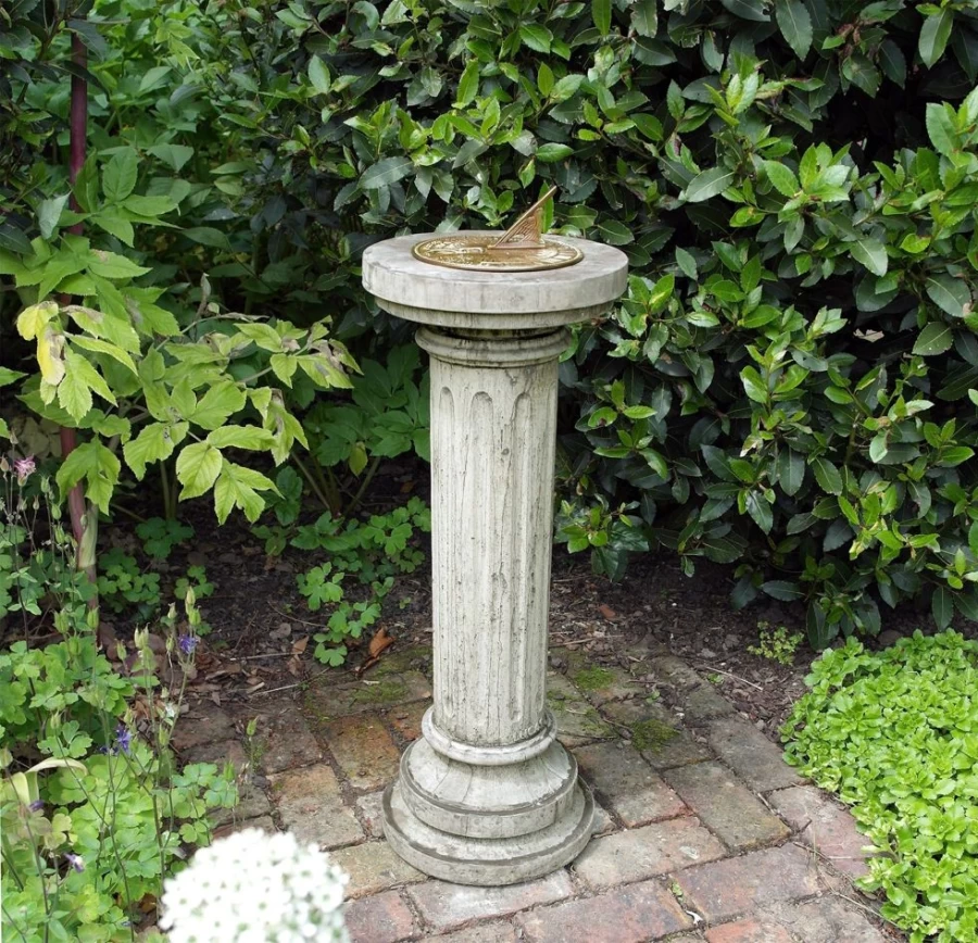 "STATUES & SCULPTURES Brighton Antique Brass Stone Sundial for Garden Decor"