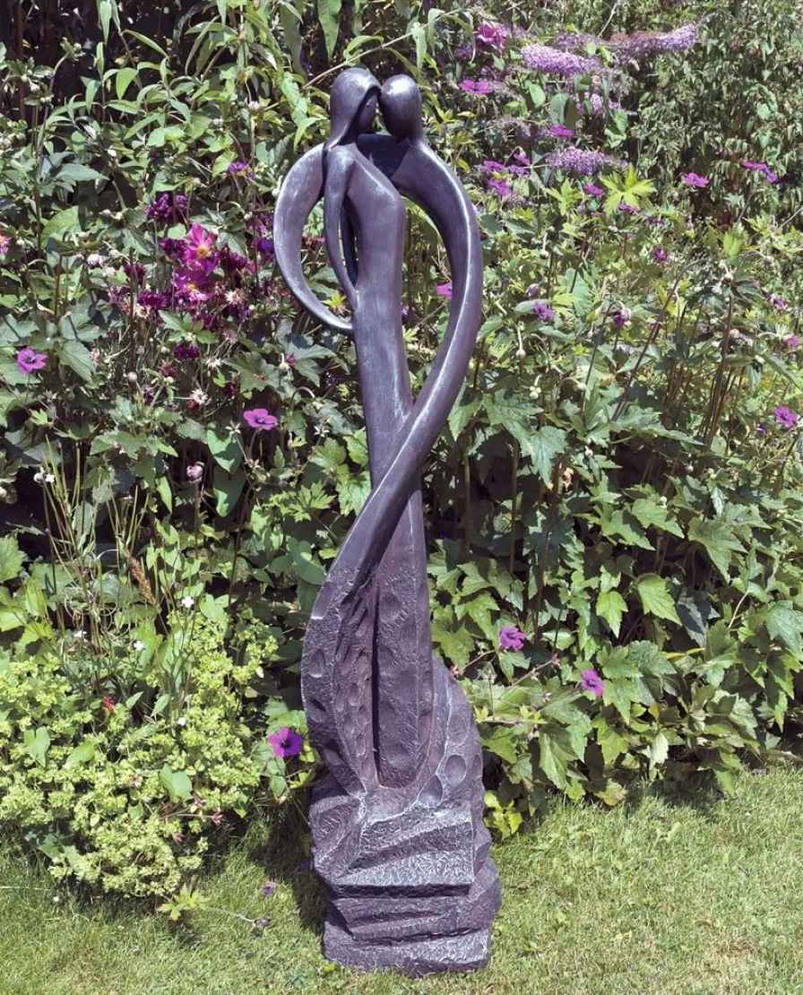 "STATUES & SCULPTURES Modern Resin Garden Statue - Romantic Loving Kiss Outdoor Decor"