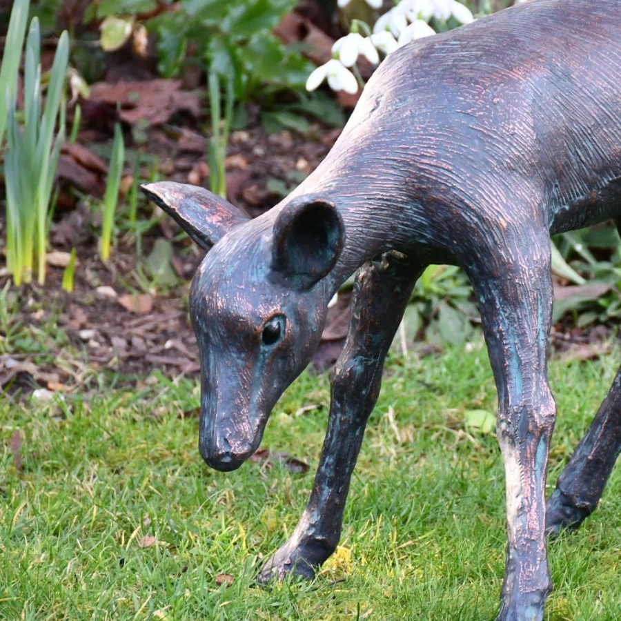 "STATUES & SCULPTURES 41Cm Bronze Classic Fawn Garden Statue – Metal Outdoor Decor"