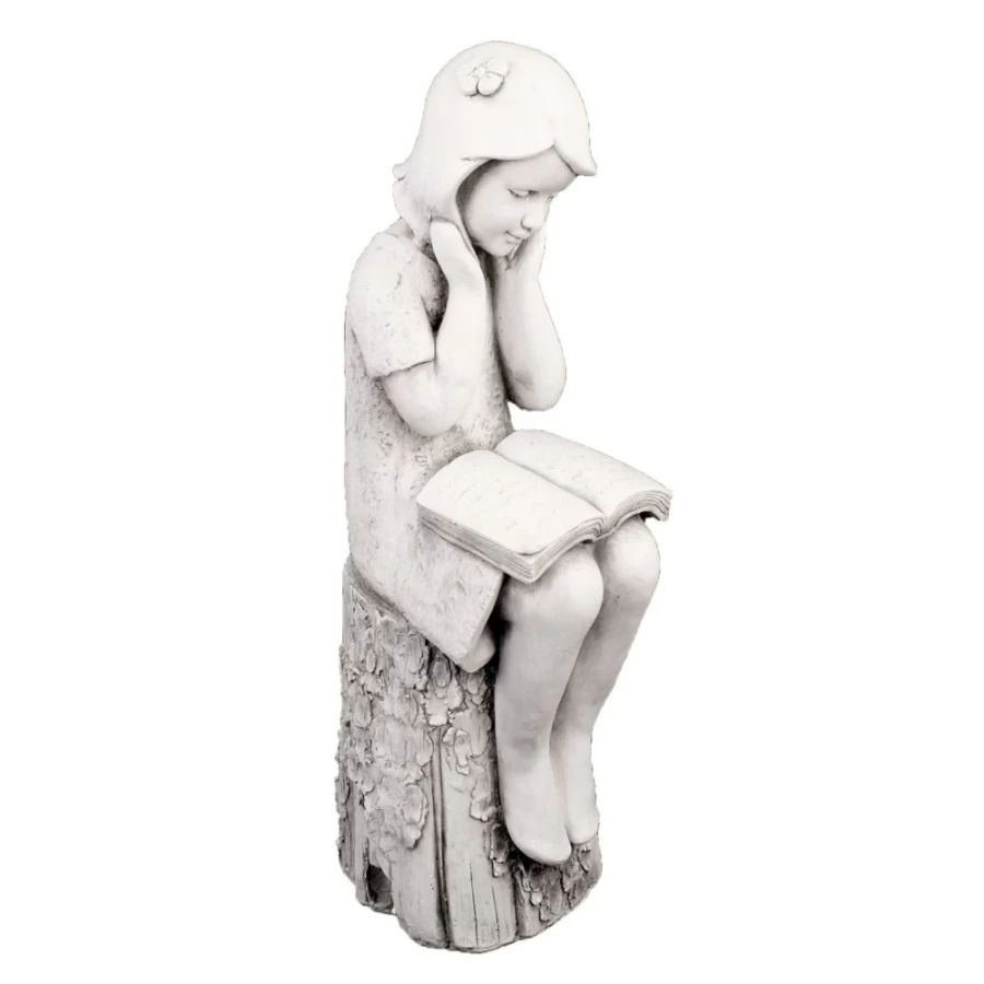 "STATUES & SCULPTURES 86cm Summer Reading Girl Garden Statue in Stone Resin for Outdoor Decor"