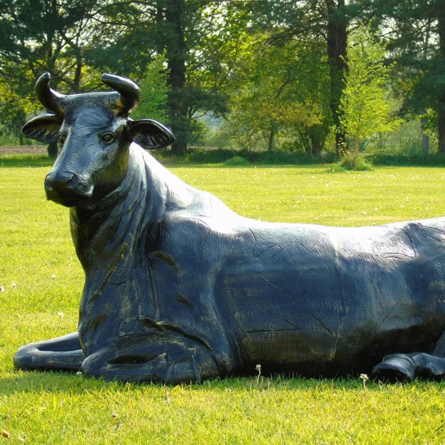 "Life-Size Angus Cow Bronze Garden Statue – Premium Outdoor Sculpture by STATUES & SCULPTURES"