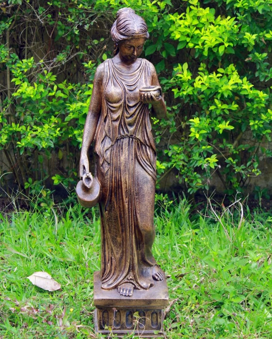 "STATUES & SCULPTURES Hebe 160cm Bronze Finish Marble Resin Outdoor Garden Statue Greek Mythology Decor"