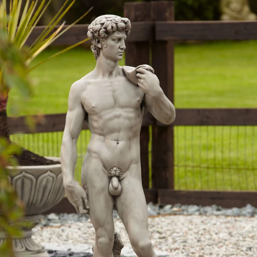"Michelangelo's David Statue 120cm Outdoor Garden Sculpture – Premium Stone Replica by STATUES & SCULPTURES"