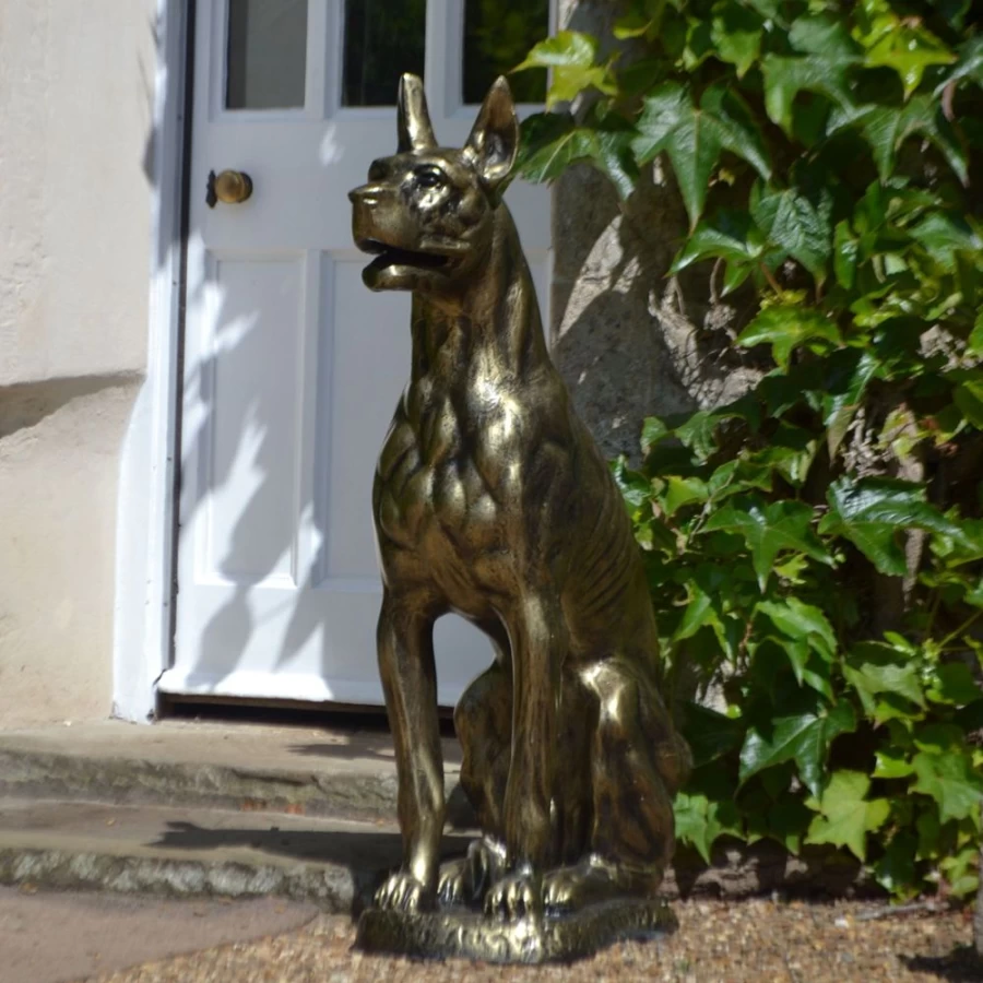 "Bronson Great Dane Bronze Garden Statue - Large Outdoor Dog Sculpture by STATUES & SCULPTURES"