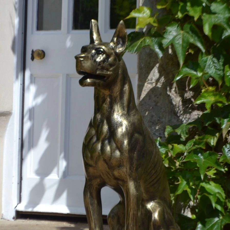 "Bronson Great Dane Bronze Garden Statue - Large Outdoor Dog Sculpture by STATUES & SCULPTURES"