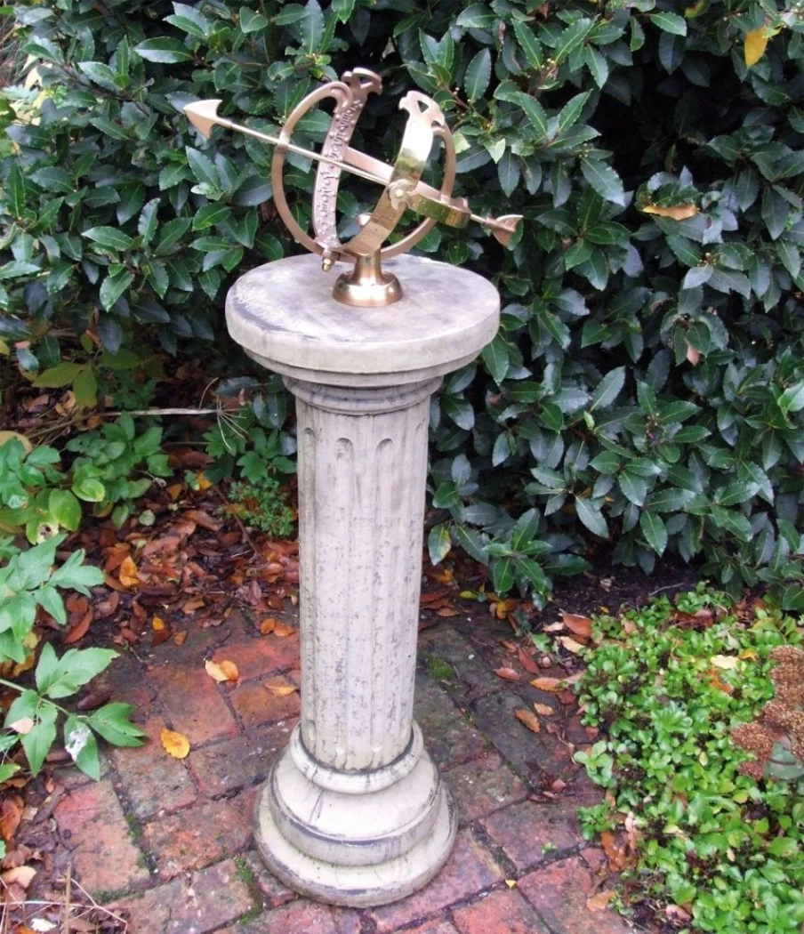 "STATUES & SCULPTURES Brighton Armillary Sundial - 105Cm Stone Garden Decor"