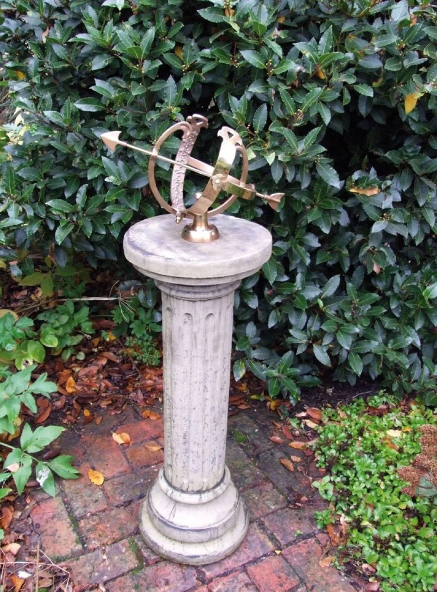 "STATUES & SCULPTURES Brighton Armillary Sundial - 105Cm Stone Garden Decor"
