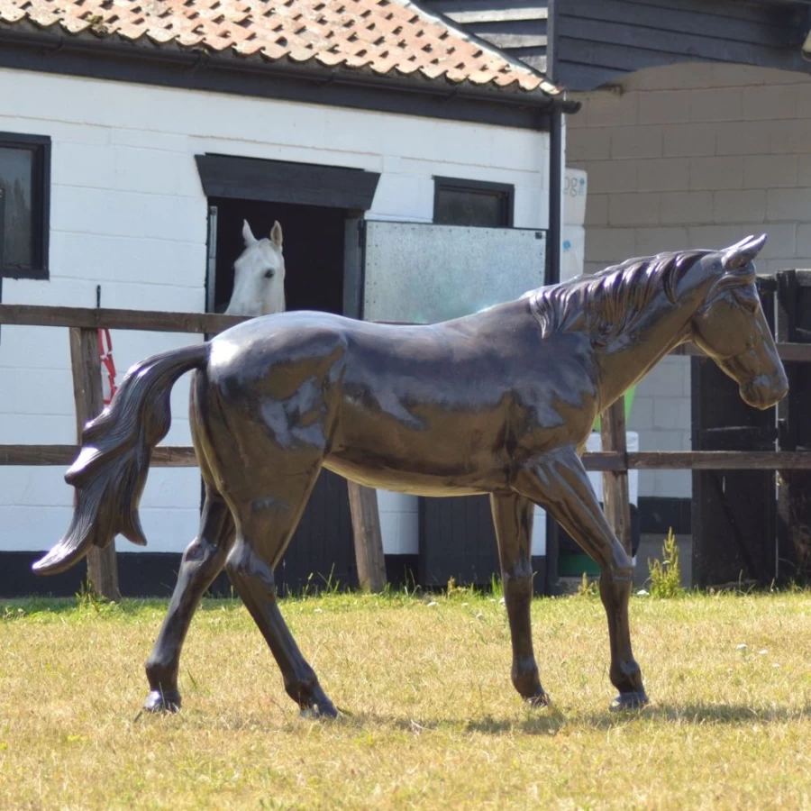 "Life-Size Thoroughbred Horse Bronze Garden Statue by STATUES & SCULPTURES"