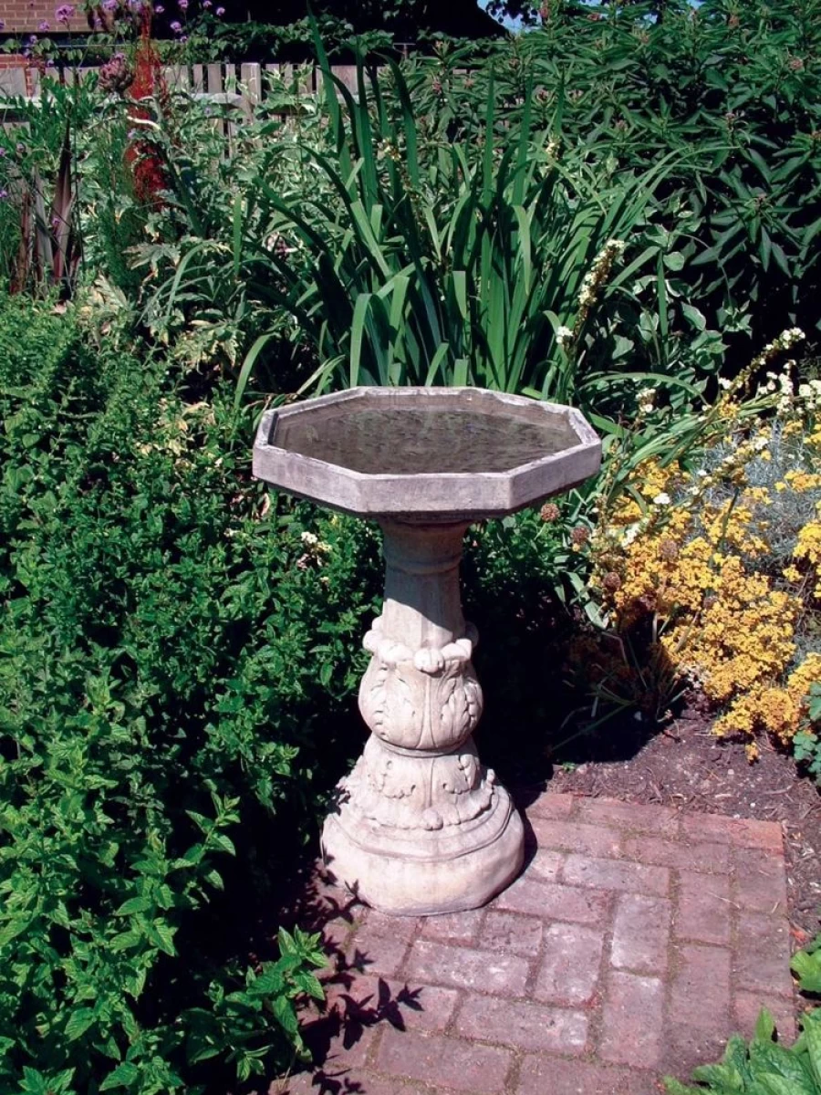 "STATUES & SCULPTURES Classic Stone Bird Bath for Garden – Timeless Plain Design"