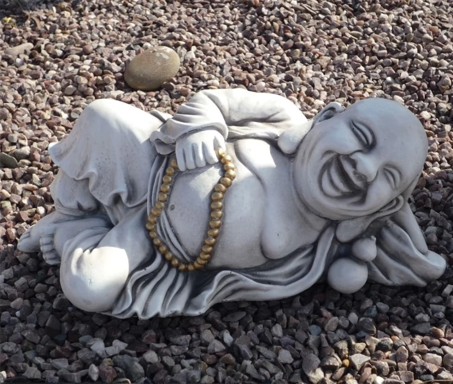 Hand-Carved Laying Stone Buddha Statue for Garden Decor - Outdoor Zen Sculpture by STATUES & SCULPTURES
