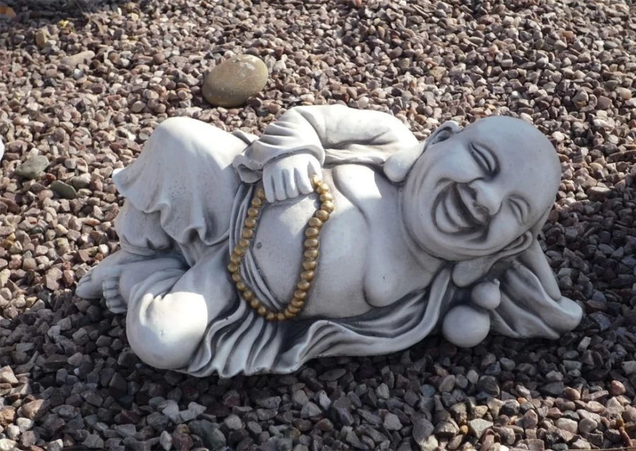 Hand-Carved Laying Stone Buddha Statue for Garden Decor - Outdoor Zen Sculpture by STATUES & SCULPTURES
