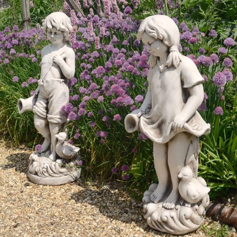 "Romantic Summer Love Boy & Girl Garden Statue – Handcrafted Stone Resin Sculpture by STATUES & SCULPTURES"