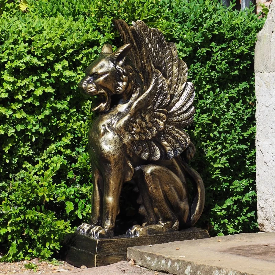 "Bronze Gothic Griffin Statue for Garden – Medieval Mythical Creature Outdoor Sculpture by STATUES & SCULPTURES"