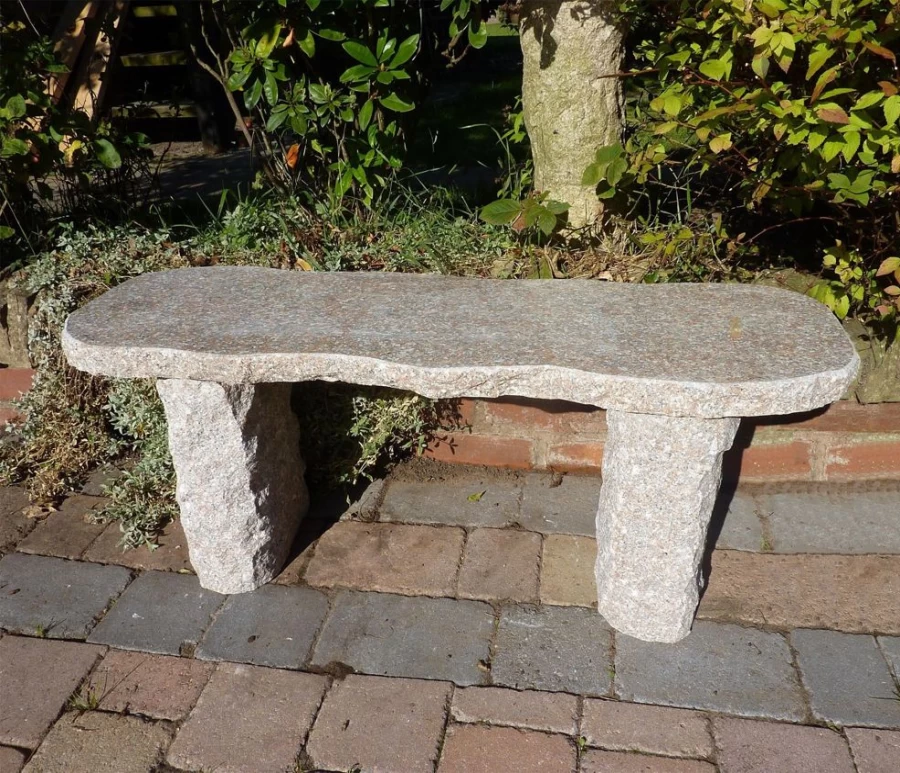 "STATUES & SCULPTURES Galloway Pink Granite Natural Stone Garden Bench for Outdoor Decor"