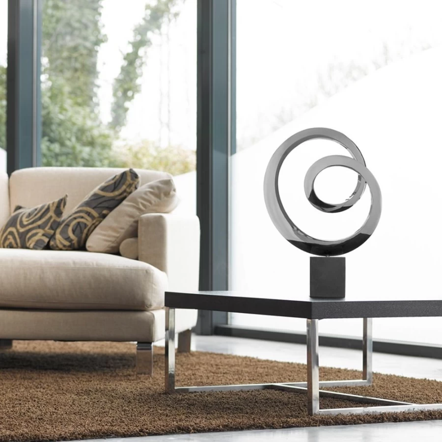 "STATUES & SCULPTURES Ellipse 64cm Stainless Steel Modern Indoor Art Sculpture"