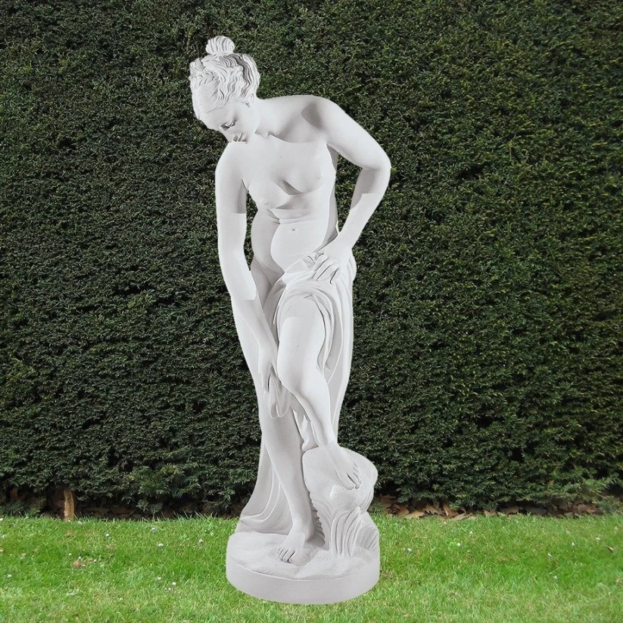 "Elegant Bathing Lady 88Cm Garden Statue - Handcrafted Marble Resin Sculpture by STATUES & SCULPTURES"