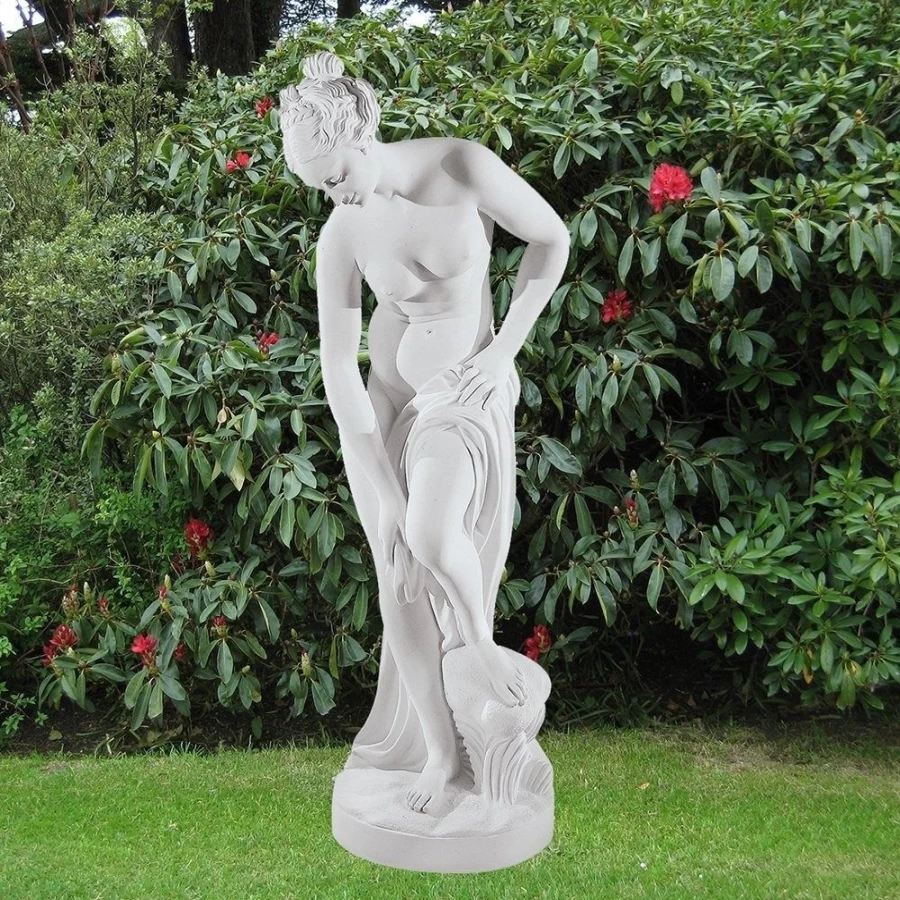 "Elegant Bathing Lady 88Cm Garden Statue - Handcrafted Marble Resin Sculpture by STATUES & SCULPTURES"