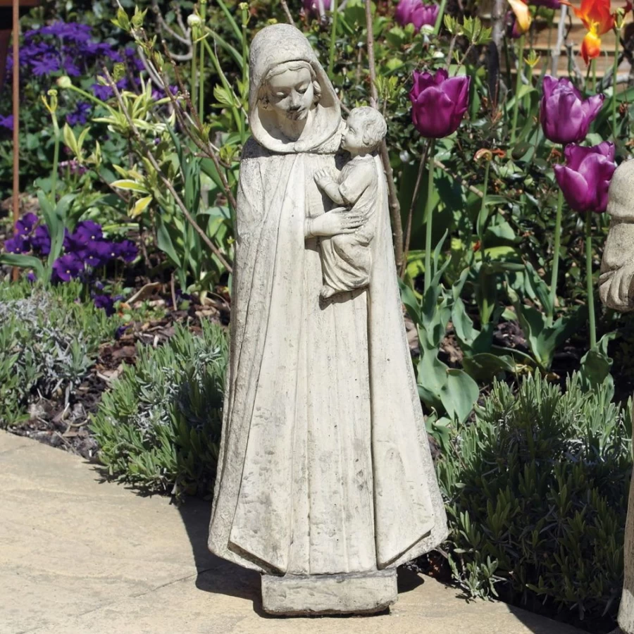 "Madonna And Child 54Cm Outdoor Stone Statue – STATUES & SCULPTURES Garden Sculpture"
