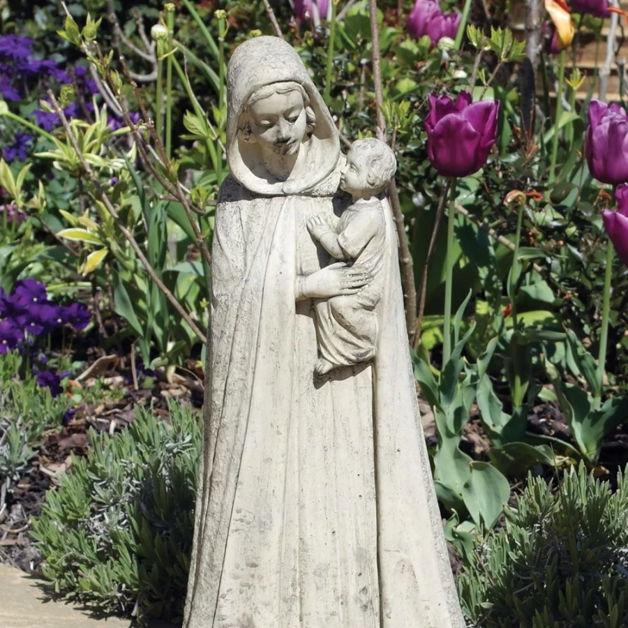 "Madonna And Child 54Cm Outdoor Stone Statue – STATUES & SCULPTURES Garden Sculpture"