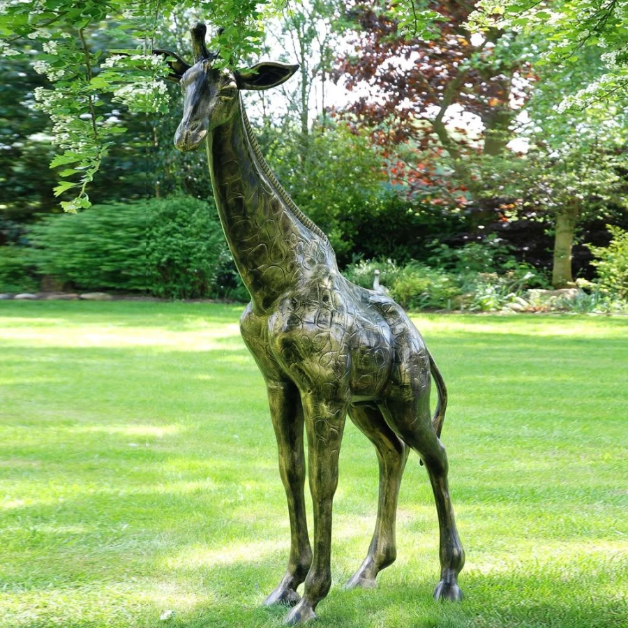 "205Cm Tall Bronze Wild Giraffe Metal Garden Statue – STATUES & SCULPTURES Collection"