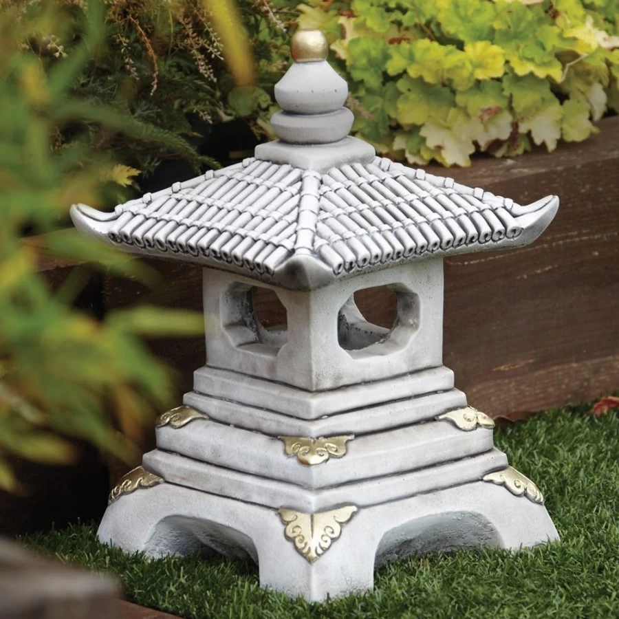 "Japanese Pagoda Stone Garden Statue – One Tier Zen Temple Ornament by STATUES & SCULPTURES"