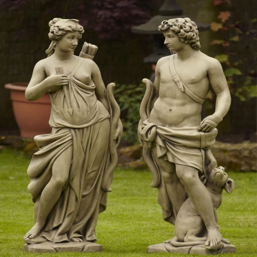 "Hunter And Diana 140Cm Stone Garden Statue – STATUES & SCULPTURES Outdoor Decor"