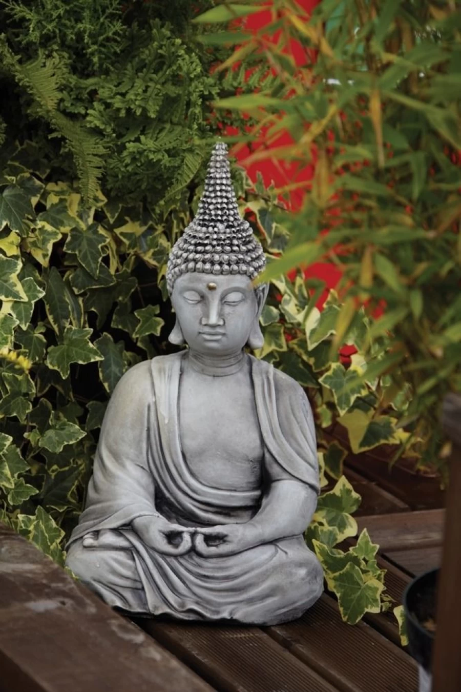 "Thai Stone Buddha Garden Statue with Pearl Hat – Handcrafted Outdoor Decor by STATUES & SCULPTURES"