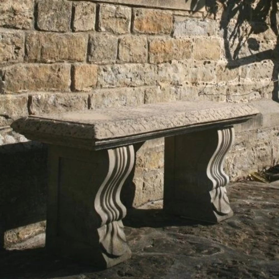 Elegant Straight Ivy Stone Garden Bench by STATUES & SCULPTURES – Durable Outdoor Stone Bench