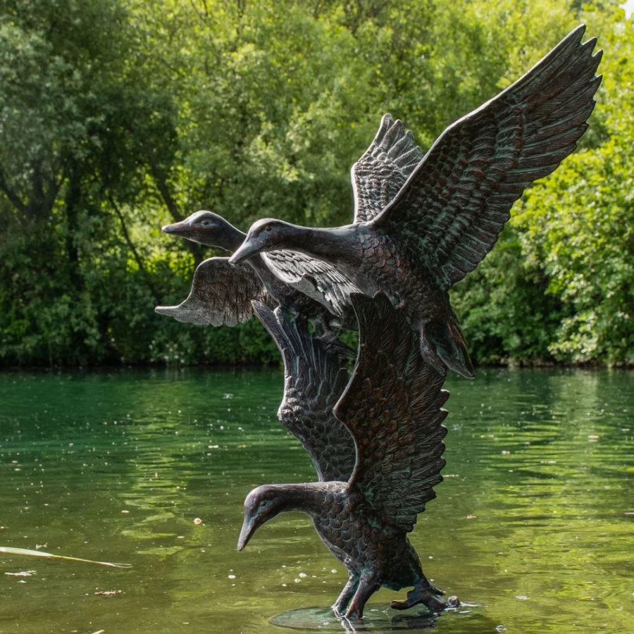 "82Cm Bronze Flying Ducks Garden Statue Outdoor Decor by STATUES & SCULPTURES"
