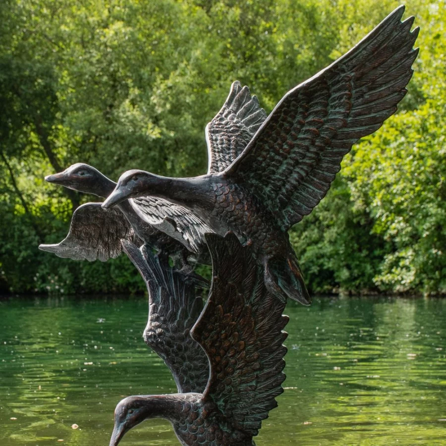 "82Cm Bronze Flying Ducks Garden Statue Outdoor Decor by STATUES & SCULPTURES"