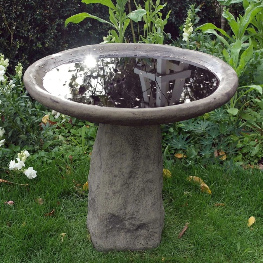 "STATUES & SCULPTURES Staddle Stone Bird Bath - Vintage Garden Birdbath for Outdoor Decor"