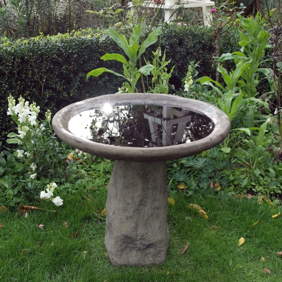 "STATUES & SCULPTURES Staddle Stone Bird Bath - Vintage Garden Birdbath for Outdoor Decor"